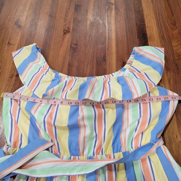 Draper James RSVP Off Shoulder Ruffle Sleeve Striped Midi Dress Size XXL - Picture 7 of 11